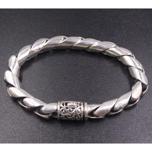 Pure S925 Sterling Silver Chain Men Women Wheat Link Bracelet 77-78g 7.9inch - Picture 1 of 4