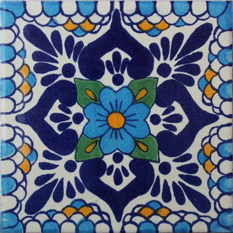 4.2 x 4.2 9pcs TalaMex Montijo Talavera Mexican Tile - Image 1 of 1