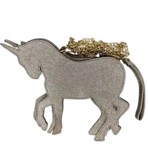 Unicorn Crossbody Purse Shoulder Bag Girls Pink Glitter Metallic Chain Strap NWT - Picture 1 of 6