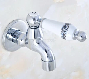 Polished Chrome Ceramic handle Mop Pool Sink Tap Single Cold Laundry Faucet  - Picture 1 of 6