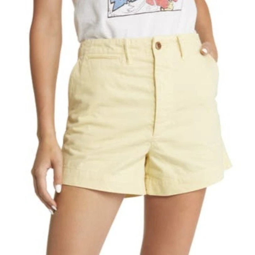 Re/Done 90's Trouser Shorts in Washed Buttercream Yellow 27
