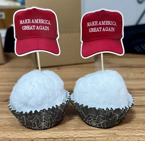 Donald Trump Maga Red Caps For President Cupcake Toppers Lot Of 12 - Picture 1 of 5
