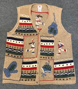 Vintage Nut Cracker Christmas Sweater Womens 2X Cardigan Vest Festive Noel - Picture 1 of 5