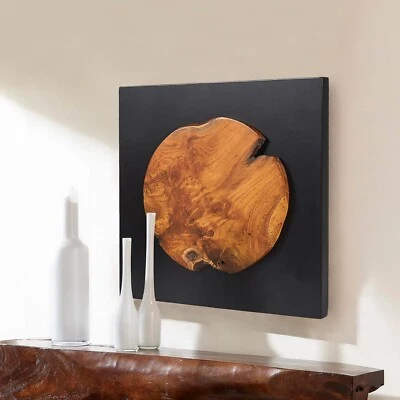 Decoración de pared rústica de madera de teca de 17"" x 17"" granja borde vivo arte de pared decoración regalos Foto 1 de 4