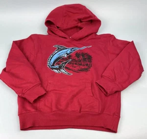 Gymboree Size 5 Boy Red Hoodie Marlin Fish Long Sleeve Pullover w/ Pocket - Picture 1 of 9