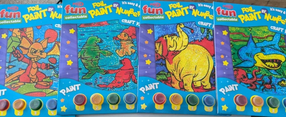 4 x Foil Painting Paint By Numbers Set Child  A5 size - Image 1 of 1