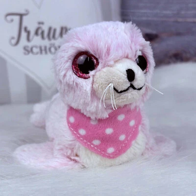 PIüsch Seehund rosa mit rosa Tuch 16cm Kuscheltier Robbe maritim - Bild 1 von 3