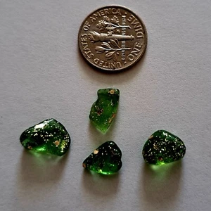 4 Pcs Genuine Sea Glass Green With Sparkles. Please Read Full Description - Picture 1 of 7