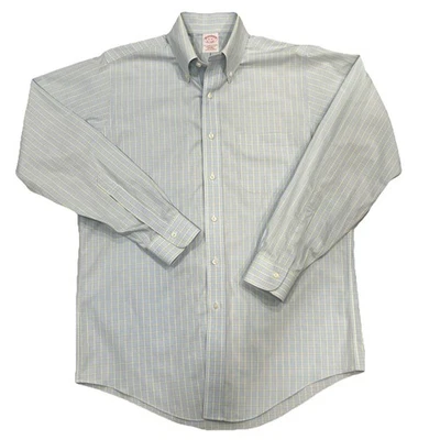 Brooks Brothers Men's Dress Shirt Size 15 - 34 Oxford Blue Yellow Plaid - Image 1 of 2