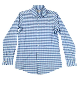 Camicia Mizzen+Main uomo blu medio orlo gingham abito performance abbottonato - Foto 1 di 8