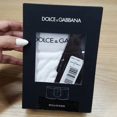 DOLCE GABBANA Boxer Briefs Mens XL White Ribbed Logo Luxury Cotton - Image 1 of 3
