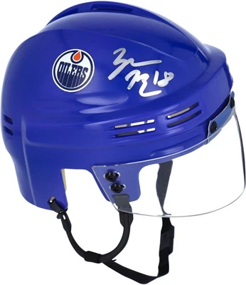 Zach Hyman Edmonton Oilers Signed Blue Mini Helmet - Image 1 of 3