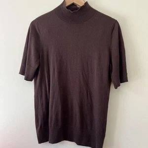 COUNTRY ROAD Fine Silk Merino Wool Knit Mock Neck Jumper Top Size XL - Foto 1 di 1