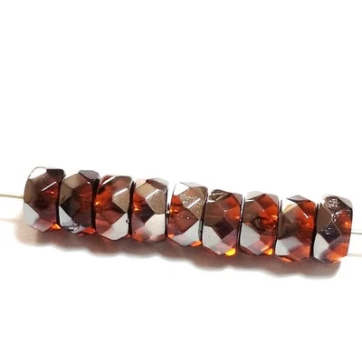 20pcs Brown & Silver Rondelle Czech Glass Faceted Beads, 3x6mm - GB184 - Image 1 of 3