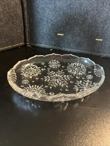 VTG Mikasa Snowflake Crystal Glass Oval Candy Dish 9.25" - Picture 1 of 5