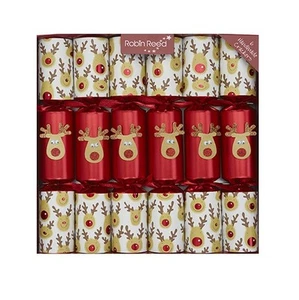 Robin Reed Christmas Crackers - Red Reindeer Racing Game - 13 Inch - 6 Pack - Picture 1 of 2