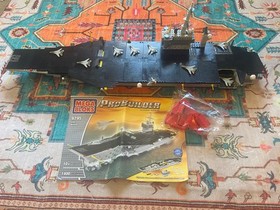 Rare COMPLETE MEGA BLOKS PRO BUILDER 9795 USS NIMITZ Lego Aircraft Carrier 