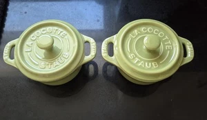 2 STAUB Mini La Cocotte Dutch Oven Celery Green Dish w/Lid 8 oz - NEW - Picture 1 of 3
