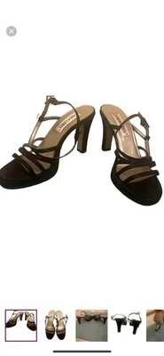 Zapatos de tacón con tiras negros y plateados Sam and Libby Talla 9.5 Foto 1 de 4