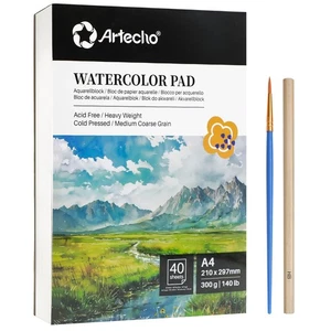 Artecho A4 Watercolour Paper Pad with Brush and Pencil - 40 Sheets - Picture 1 of 7