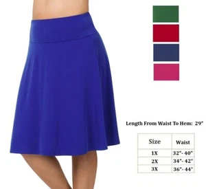 Plus Size Women's Fold Over A-Line Flared Skirt 1X 2X 3X - Picture 1 of 7