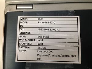 Dell Latitude E6230 *Parts/Repair* i5/6GB/BATT - No OS/HDD/CHRG
