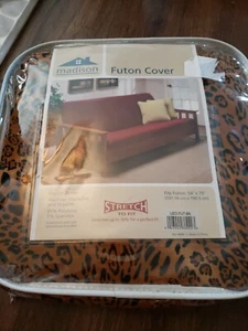 JERSEY "STRETCH" FUTON SLIP COVER--LEOPARD PRINT FITS 54"-75" MADISON - Picture 1 of 3