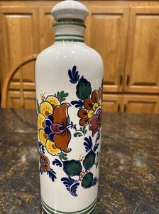 VTG BOLS Floral Decanter Bottle w Cork Stopper Delft Polychroom Made in Holland - Picture 1 of 8