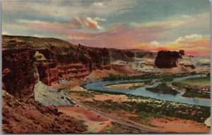 "Postal de lino vintage 1940 de Wyoming ""Palisades, Lincoln Highway & Green River" - Imagen 1 de 2