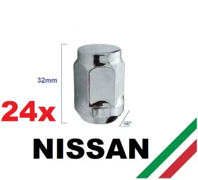 kit 24 DADI RUOTA NISSAN TERRANO M12X1,25 CERCHI IN LEGA FERRO 4X4 pickup D21 - Immagine 1 di 4