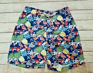 MEN'S NAUTICA MEDIUM MD UNDER THE SEA FISH CORAL BRIGHT FLORAL SWIM TRUNKS - Picture 1 of 6