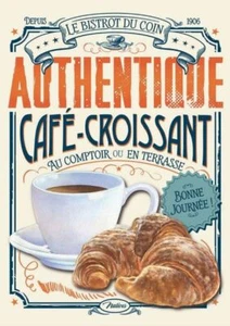 PLAQUE MÉTAL  BOULANGERIE CAFE CROISSANT  30 X 20 CM - Imagen 1 de 4
