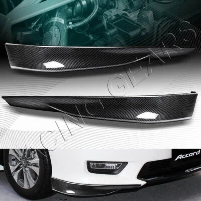 HFP СТИЛЬ УГЛЕРОДА СТИЛЬ ПЕРЕДНИЙ БАМПЕР СПОЙЛЕР КРОМКИ 2ШТ ПОДХОДИТ 13-15 ХОНДА АККОРД 4DR - Изображение 1 из 4