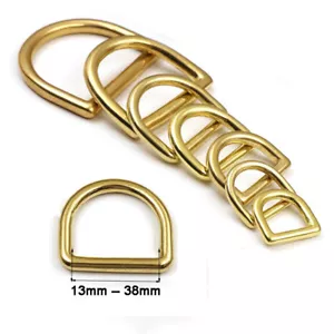 Solid Brass Cast Closed D Rings for Webbing Leather Crafts 13 16 20 25 32 38mm - Picture 1 of 5