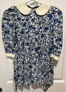 Plum Pudding Vintage Girls Blue Floral Dress Size 6 - Picture 1 of 4