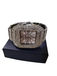 ICED OUT SQUARE SKELETON DIAMOND STYLE LUXURY HIP HOP WATCH -US SHIP- - Picture 1 of 6