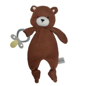 Knitted Bear Baby Comforter Soft Toy with Dummy Holder 12"/30cm ES Kids - Picture 1 of 3