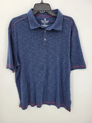 Camisa Polo Nat Nast Para Hombres XL Azul Manga Corta Lujo Rendimiento Exterior Preppy Foto 1 de 4