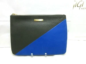 GiGi New York Todo en Uno 9x7" NUEVO Bolso sin asas de cuero gris con azul - Imagen 1 de 6