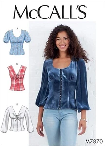 Prendas para el torso McCalls M7870 patrón de costura Misses ajustadas mangas corpiño tallas 6-14 - Imagen 1 de 11