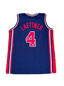 Christian Laettner Signed USA Dream Team (1992 Olympics) Blue Jersey JSA - Picture 1 of 4