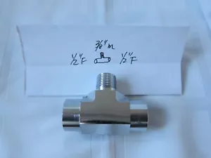 Lowrider Hydraulics 1/2"F to 3/8"M to 1/2"F tee, Chrome & Polished, 1 piece - Picture 1 of 5