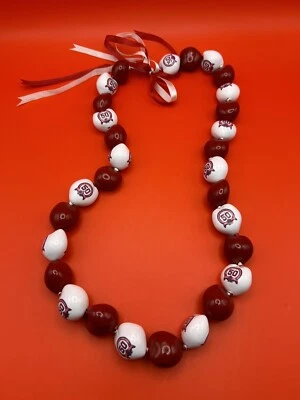 Angels Baseball Tree Nut Necklace CELEBRATING 50th ANNIVERSARY Red & White w/Rib - Image 1 of 4