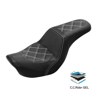 Driver & Passenger Gel Seat Fit For Harley Dyna Super Wide Glide FXDWG 2006-2017 - Image 1 of 4