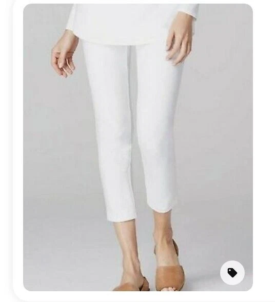 PURE JILL J.JILL Plus Size White Slim Leg Cropped Stretch Waist Pants 1X - Image 1 of 1