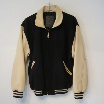 Vintage Golden Bear San Francisco Black Cream Letterman Wool Leather sleeve M - Image 1 of 4