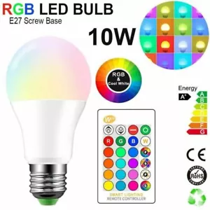 LED Glühbirne E27 RGB Farbwechsel Glühlampe Birne Licht mit Fernbedienung 7W/10W - Bild 1 von 11