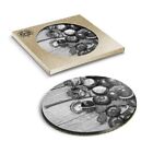 1 x Boxed Round Coasters - BW - Rustic Conkers England UK #35634