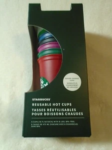 NIP Starbucks 2021 Christmas Holiday HOT Reusable Color Changing Cups Set Of 6 - Picture 1 of 7