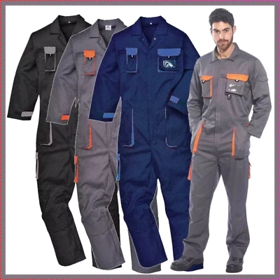 Portwest Overalls Texo Contrast Coveralls Safety Workwear Protective Boiler Suit - Image 1 of 4